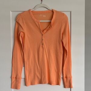 Aerie orangey peach Long Sleeve Buttoned Top
